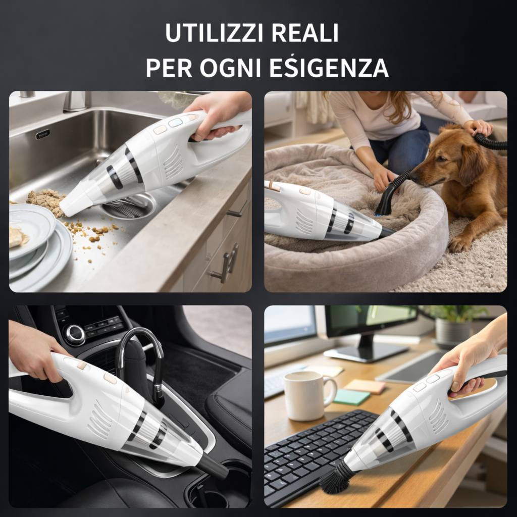 Aspirapolvere Portatile Senza Fili ad Alta Aspirazione Ricaricabile USB