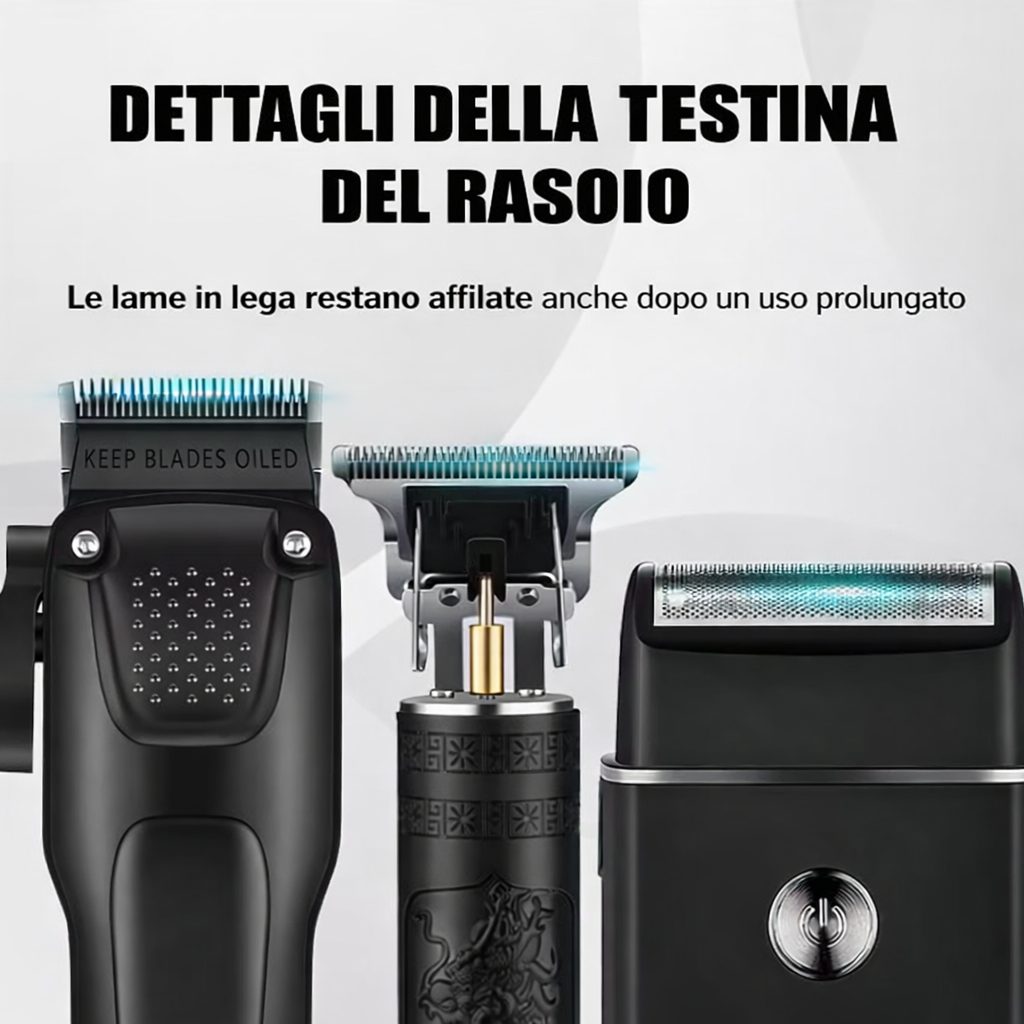 Kit Barba e Capelli Uomo 3 in 1 Professionale